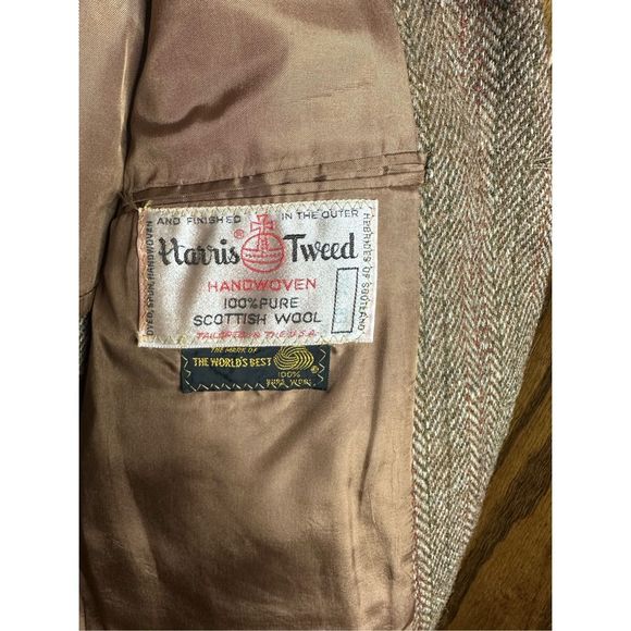 Harris Tweed Pendleton Vintage Pure Scottish Wool Brown Blazer Suit Jacket 42/44 - Picture 4 of 11
